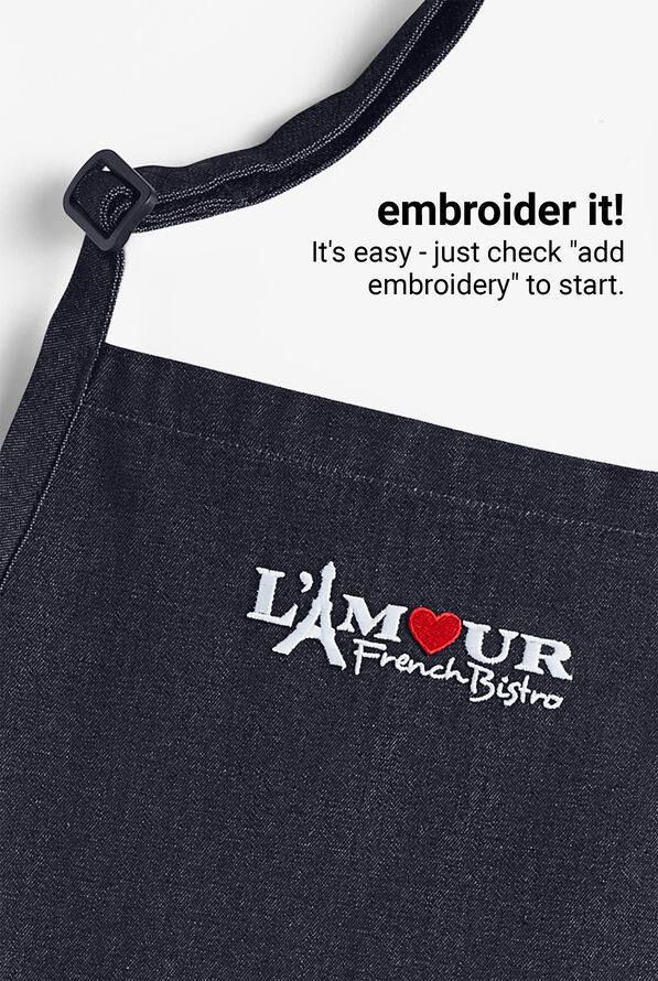 Industry Line Cross Back Denim Unisex 5-Pocket Bib Chef Apron - Blue Denim/Light Blue Denim - 5