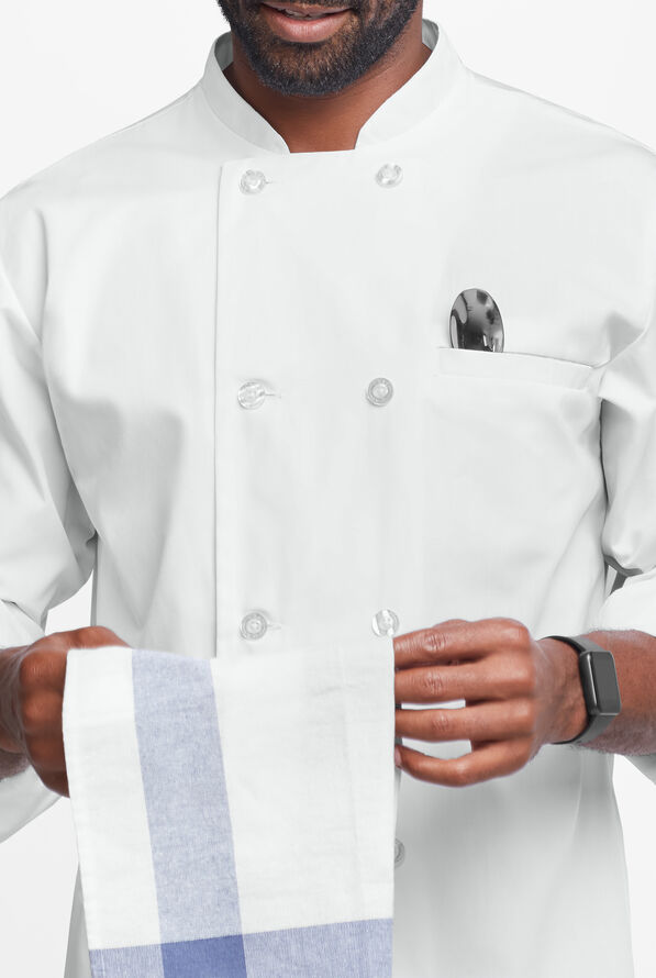 LIGHTWEIGHT Men's 2-Pocket 3/4 Sleeve w/ Plastic Buttons Chef Coat - White - 3