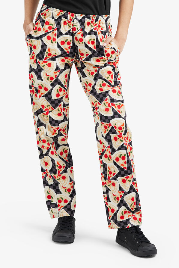 Pantalón estampado de chef UA CHEF™ Pizza Party de corte clásico con 4 bolsillos para mujer - null - 1