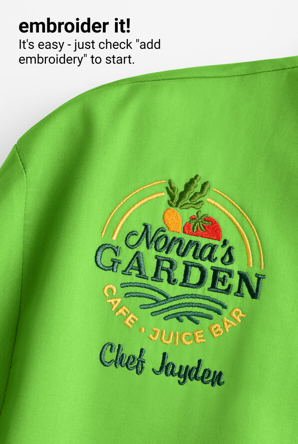 Men's 2-Pocket Short Sleeve Snap Front Executive Chef Coat - Apple Green/Black - 5