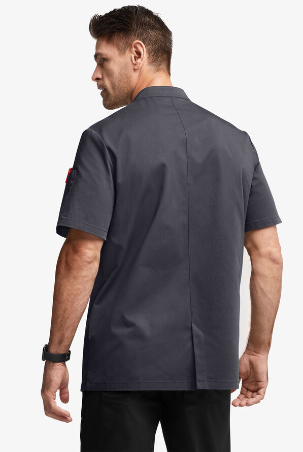 Chef Uniforms Men's Short Sleeve Knotted Button Executive Chef Coat - Pewter - 4