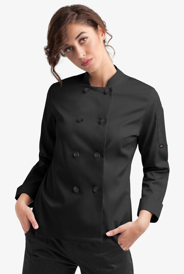 Chaqueta manga larga de chef On the Line Value con doble abotonadura reversible y 1 bolsillo para mujer - Black - 1