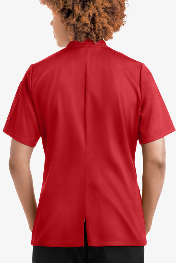 On the Line Women's 1-Pocket Reversible Double Breasted Closure Short Sleeve Chef Coat - True Red - 4