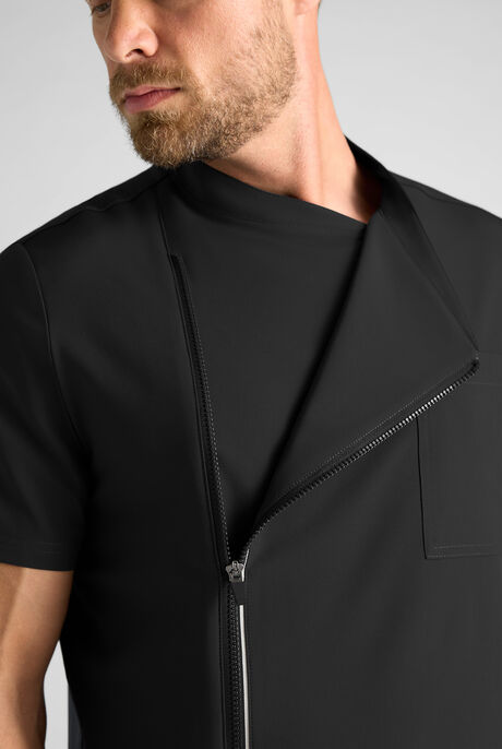 CHEF PERFORMANCE Men's 3- Pocket Asymmetrical Zippered Recycled Fabric Chef Coat