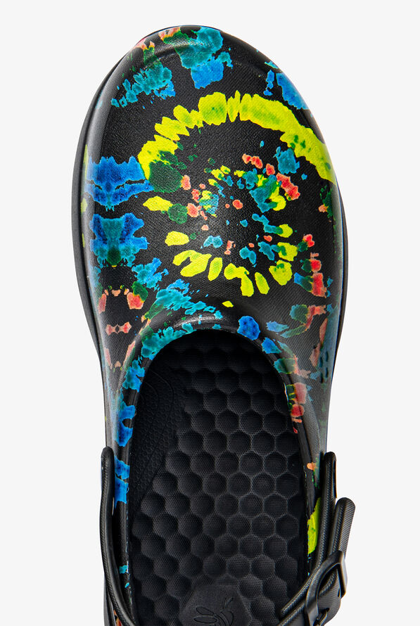 Joybees Work Unisex Black Spiral Tie Dye Clogs - null - 2
