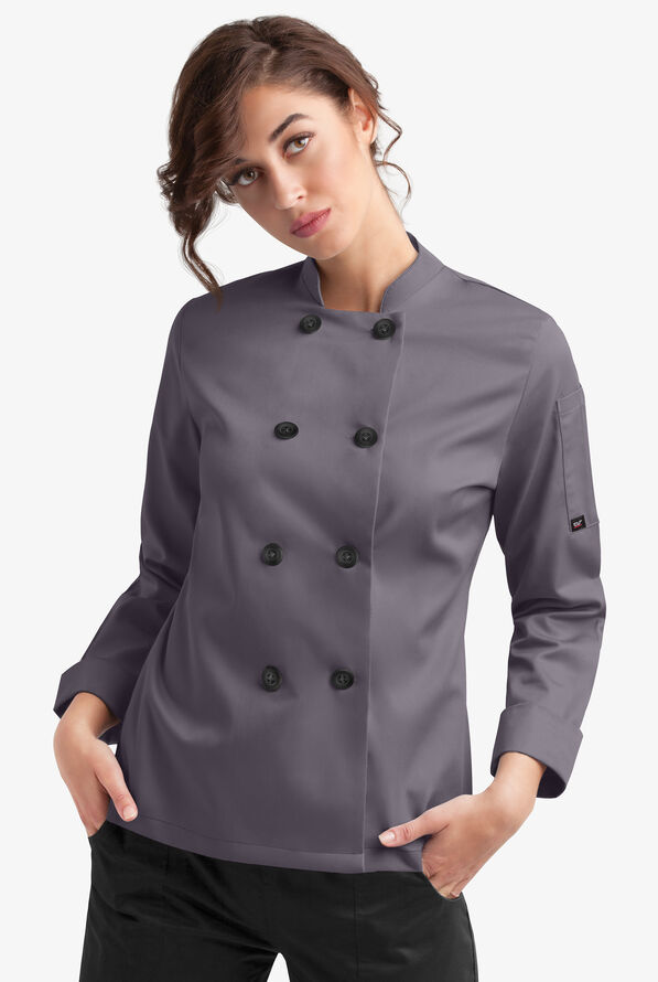 Chaqueta manga larga de chef On the Line Value con doble abotonadura reversible y 1 bolsillo para mujer - Pebble Grey - 1