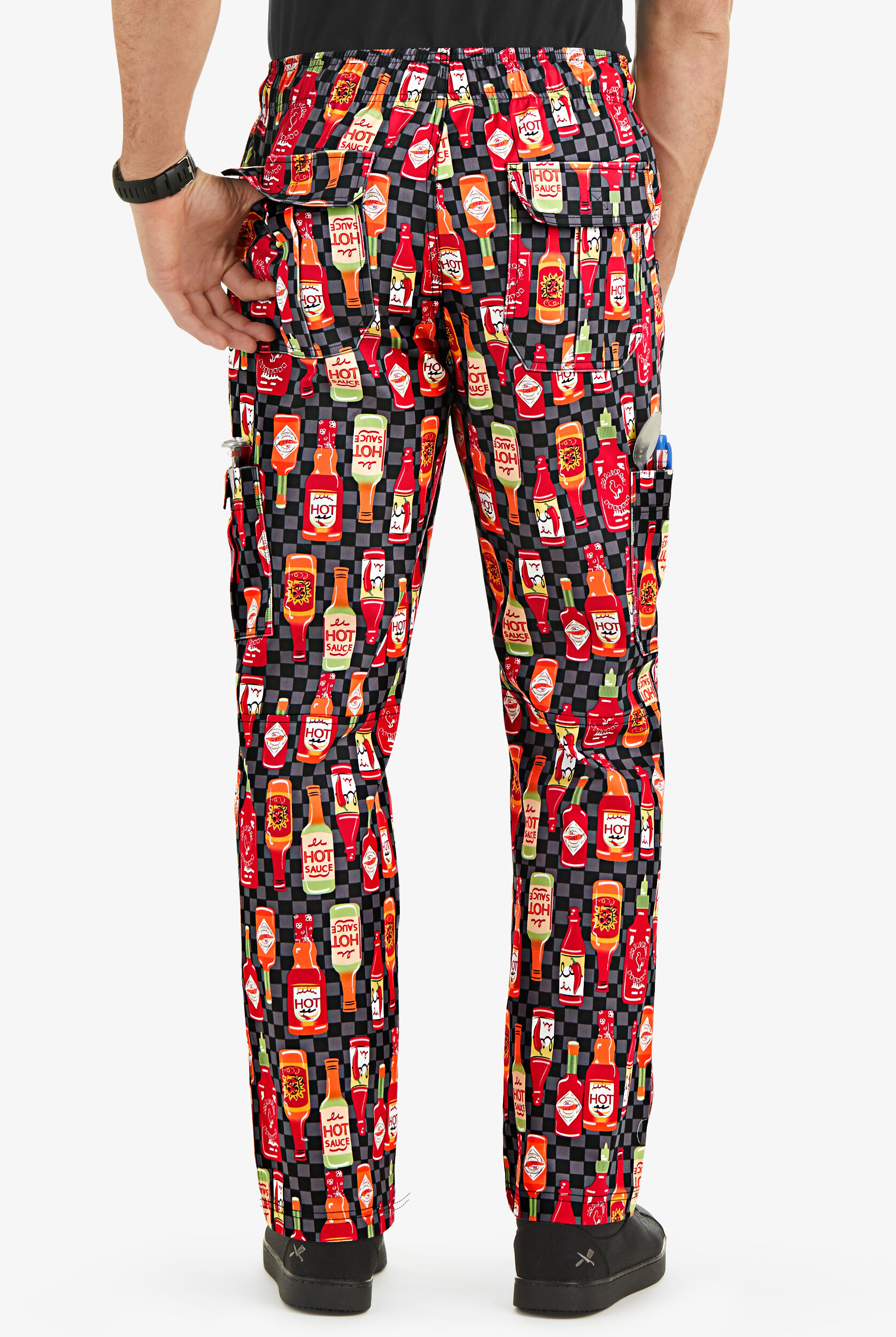 Chef Code Men's Chef Pants - Baggy Fit Kitchen Trousers With Elastic Waist