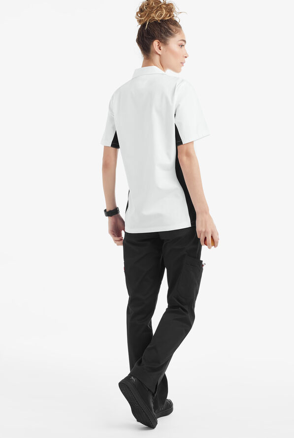 Camisa manga corta de gastronomía Versa de 65/35 poliéster/algodón con botones y 1 bolsillo para mujer - White/Black - 2