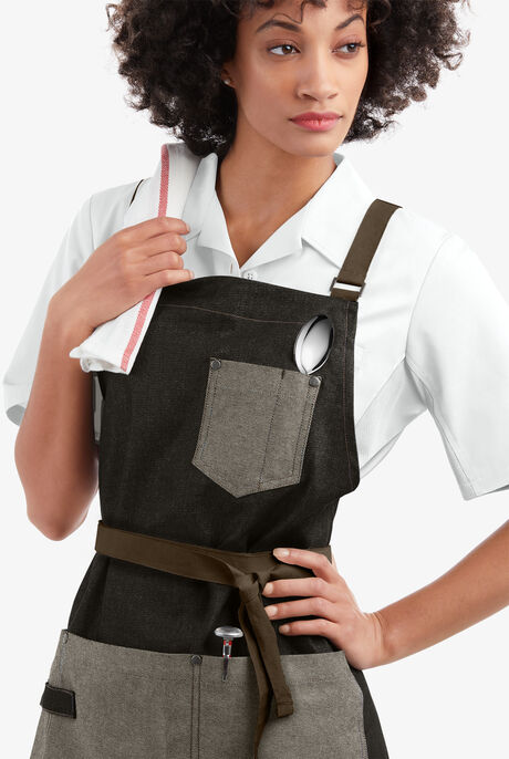 Industry Line Cross Back Denim Unisex 5-Pocket Bib Chef Apron