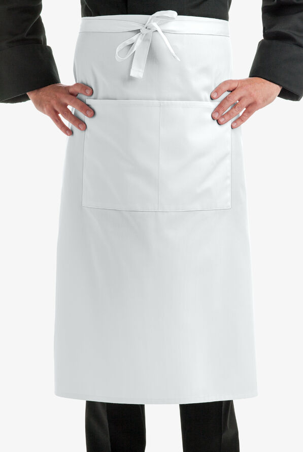 On The Line Chef Premium Unisex 2-Pocket Bistro Chef Apron - White - 1