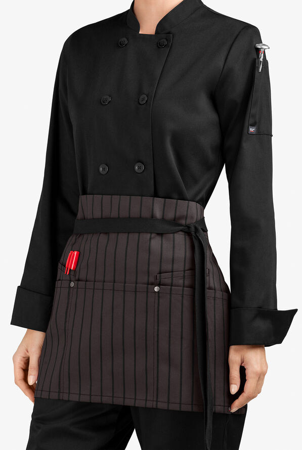 Industry Line Chalk Stripe Grey Unisex 5-Pocket Waist Printed Chef Apron - null - 1