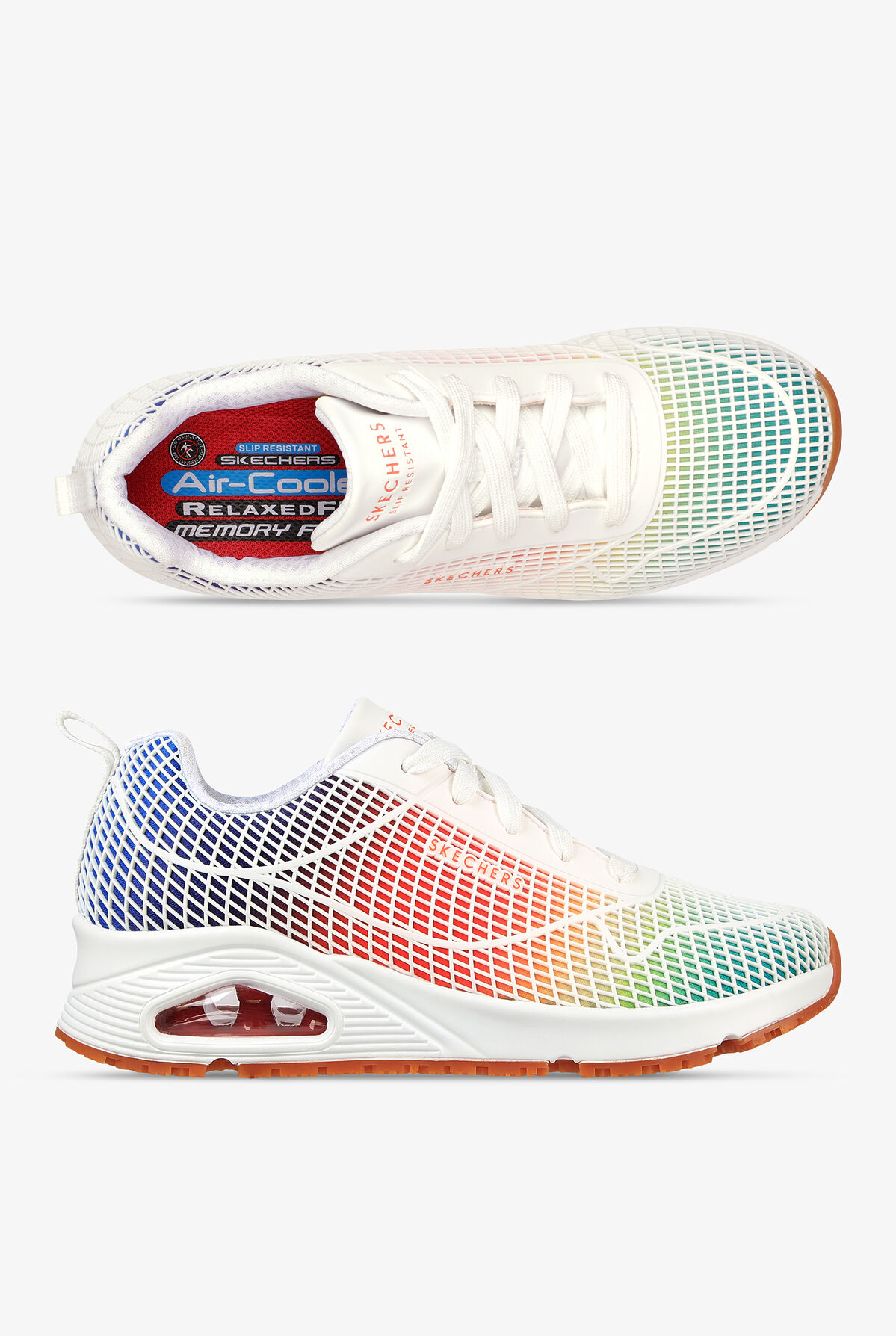 Skechers Work Uno SR White Lace Up Athletic Shoes, Nursing Shoes