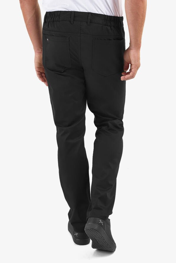 CHEF 360 Men's 4-Pocket Slim Fit Jean Style STRETCH Chef Pants - Black - 2