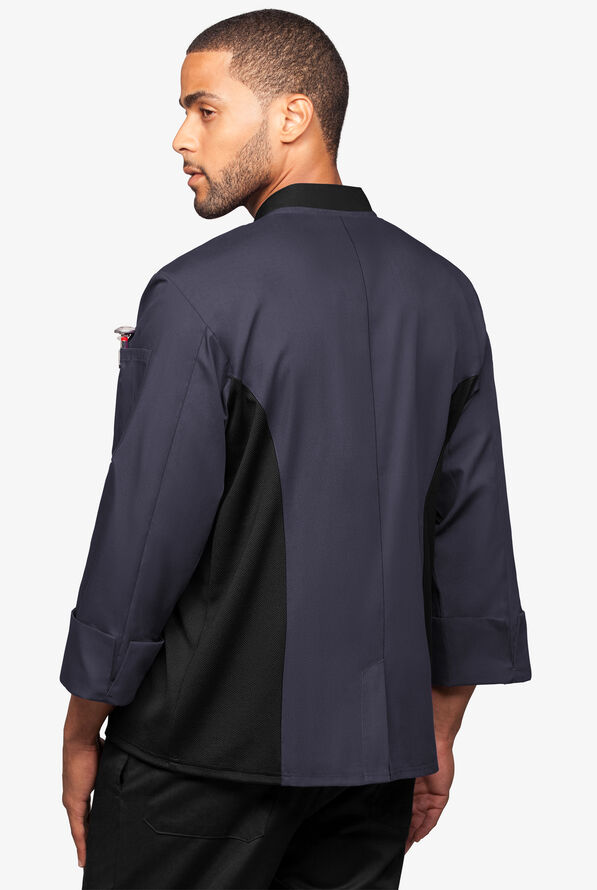 Chaqueta de gastronomía con mangas 3/4 y paneles de malla para hombre - Granite/Black - 2