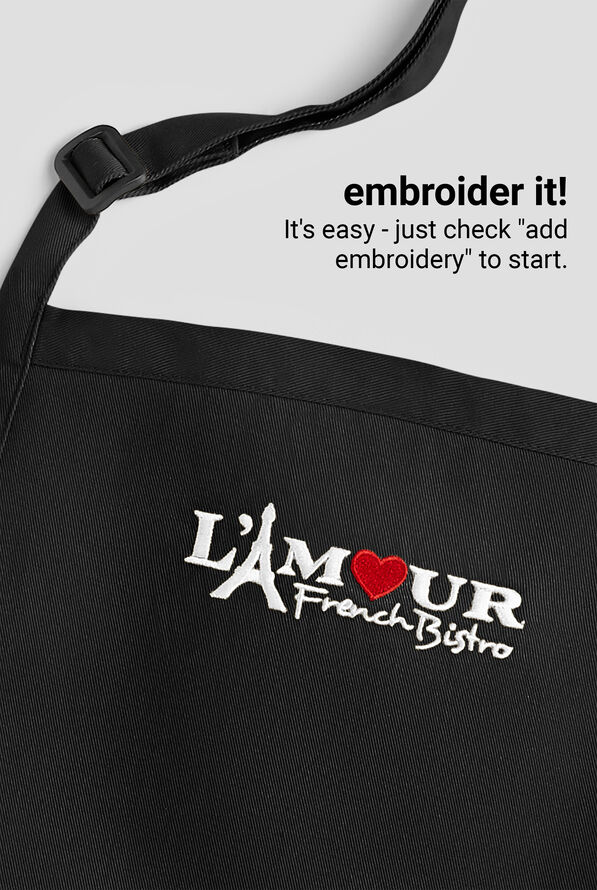 Industry Line Unisex Contrast Strap Bib Chef Apron - Black / Flame Red / Pewter - 5