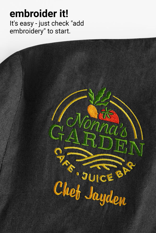 Industry Line Men's 2-Pocket Short Sleeve Chambray w/Tech Mesh Side Panels Executive Chef Coat - Black - 5