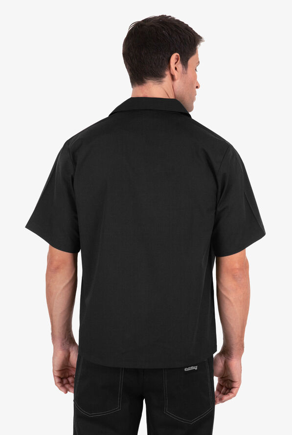 Camisa manga corta de gastronomía de poliéster/popelina de algodón con 1 bolsillo para hombre - Black - 2