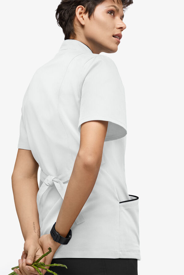 Chef Uniforms Women's 3-Pocket Short Sleeve Executive Chef Coat - White/Black - 3