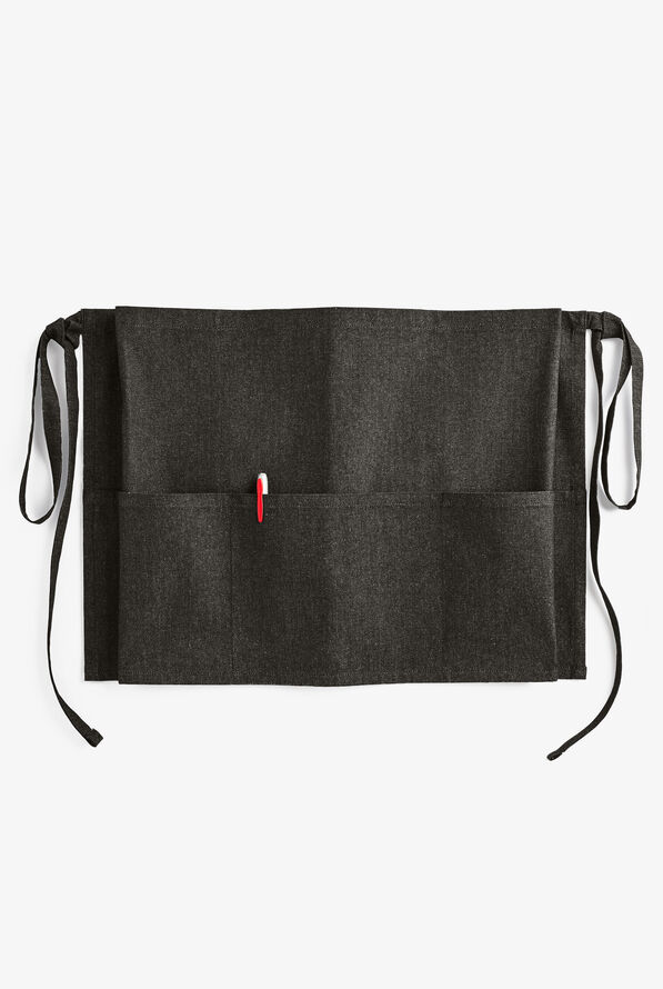 Delantal unisex de gastronomía a la cintura Industry Line Value Denim con 3 bolsillos - Coal Black Denim - 2