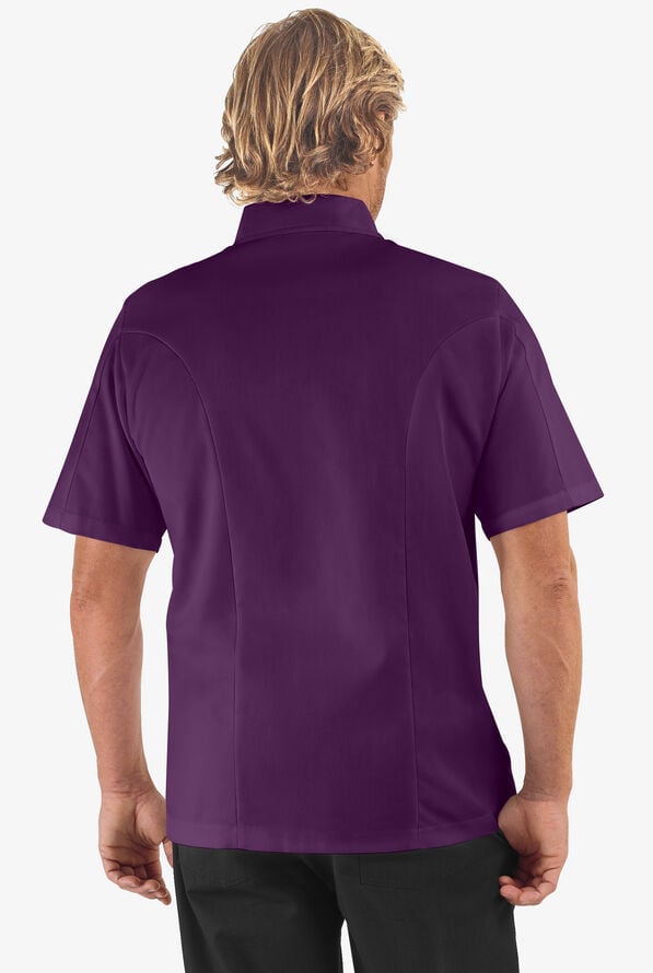 Chef Uniforms Men's Short Sleeve Knotted Cloth Buttons Chef Coat - Eggplant - 2