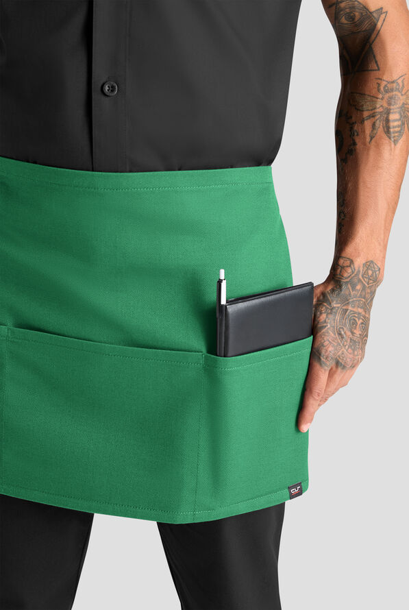 Delantal unisex de chef a la cintura Industry Line de sarga de caballería con 3 bolsillos - Pistachio Green - 2