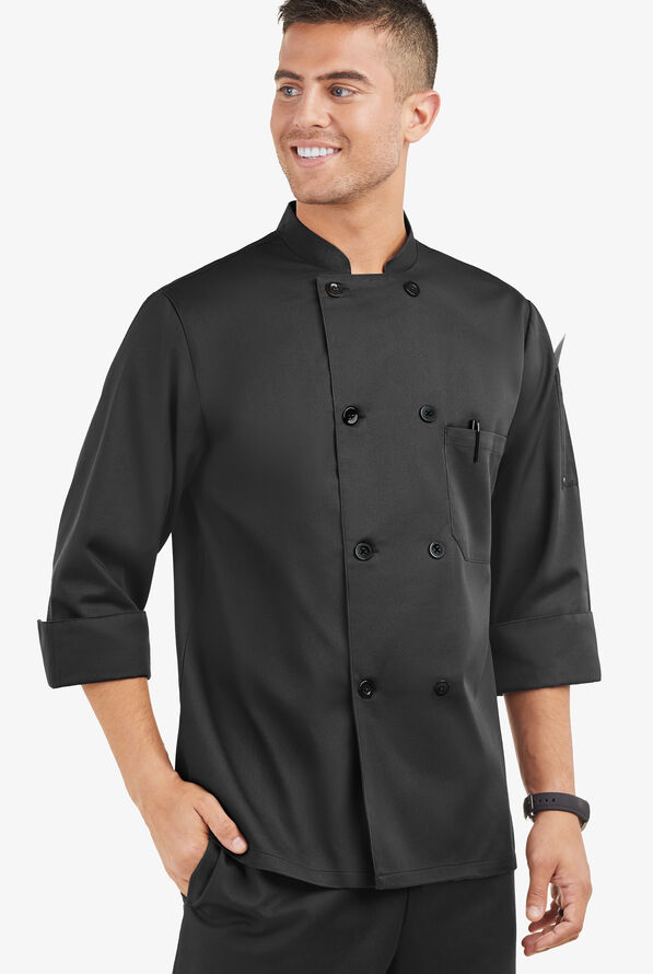 Chaqueta mangas 3/4 de gastronomía On The Line Value con 2 bolsillos y doble abotonadura para hombre - Black - 1