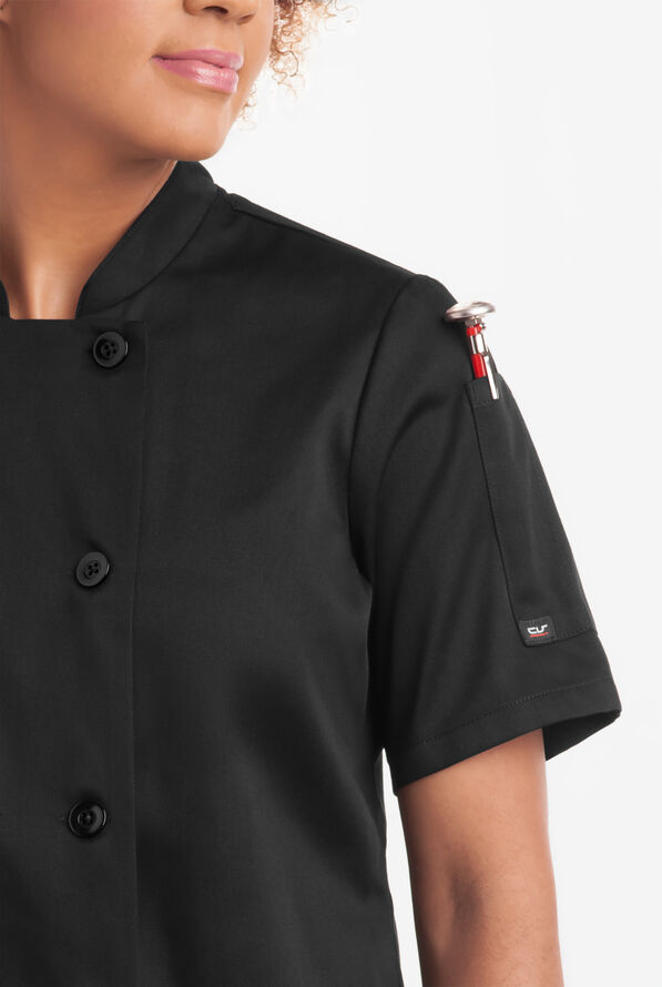Chaqueta manga corta reversible de Chef On The Line Value con 1 bolsillo y botones de plástico para mujer - Black - 2