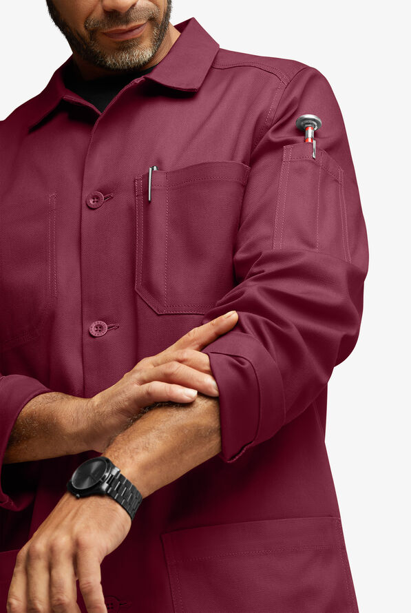Industry Line Workwear Men's 8-Pocket 3/4-Length Long Sleeve Chef Coat - True Burgundy - 5