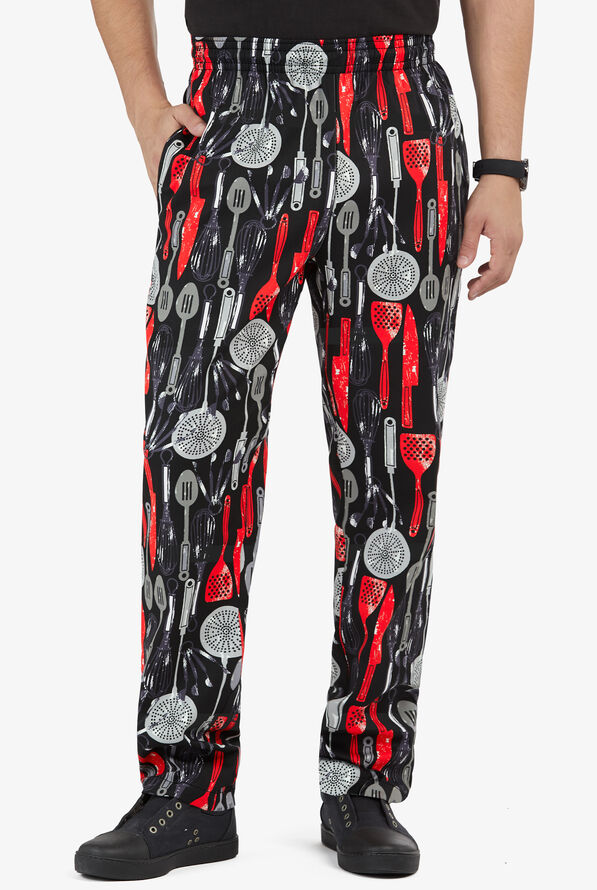 Pantalón estampado de gastronomía UA CHEF™ Chef Essentials Black de corte holgado con 4 bolsillos para hombre - null - 1