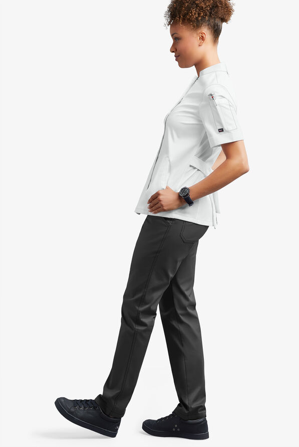 Industry Line Executive Women's 5-Pocket Slim Cut Pull On STRETCH Chef Pants - Black - 3