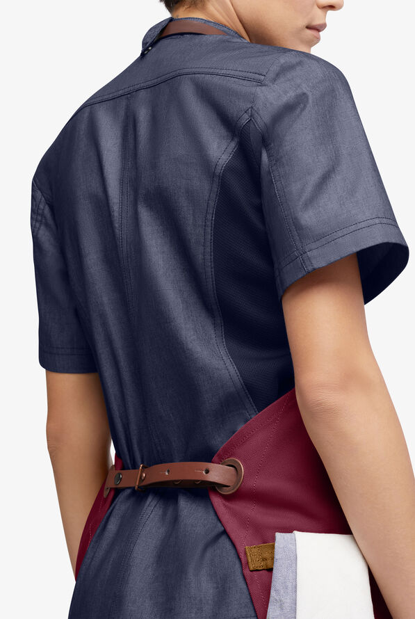 Industry Line Unisex Color Blocked Canvas Chef Apron - True Burgundy/Navy - 2