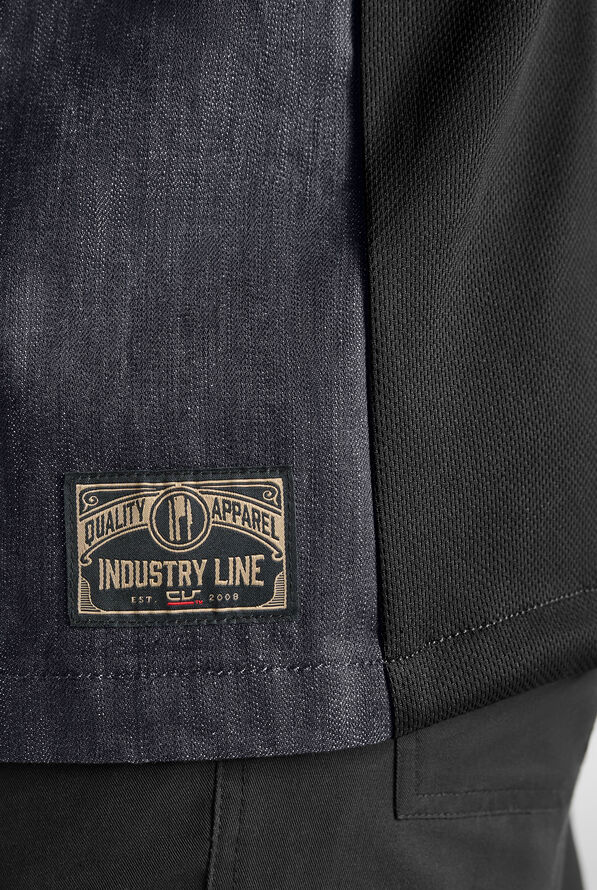 Industry Line Workwear Men's 3-Pocket Asymmetrical Executive Chef Coat - DEEP INDIGO/BLACK - 6