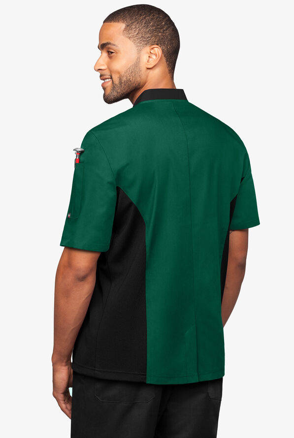 Chaqueta manga corta de gastronomía con 2 bolsillos y paneles de malla para hombre - Hunter/Black - 2