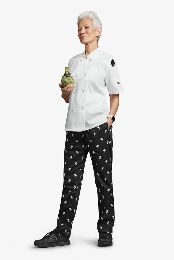 UA CHEF Bahama Palms Women's 4-Pocket Elastic Waistband Printed Chef 