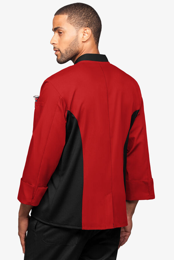 Chaqueta de gastronomía con mangas 3/4 y paneles de malla para hombre - Red/Black - 2