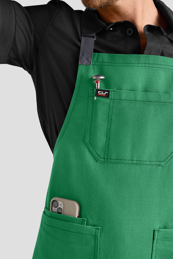 Delantal unisex de chef Industry Line con correas en contraste y pechera - Pistachio Green / Pewter - 2