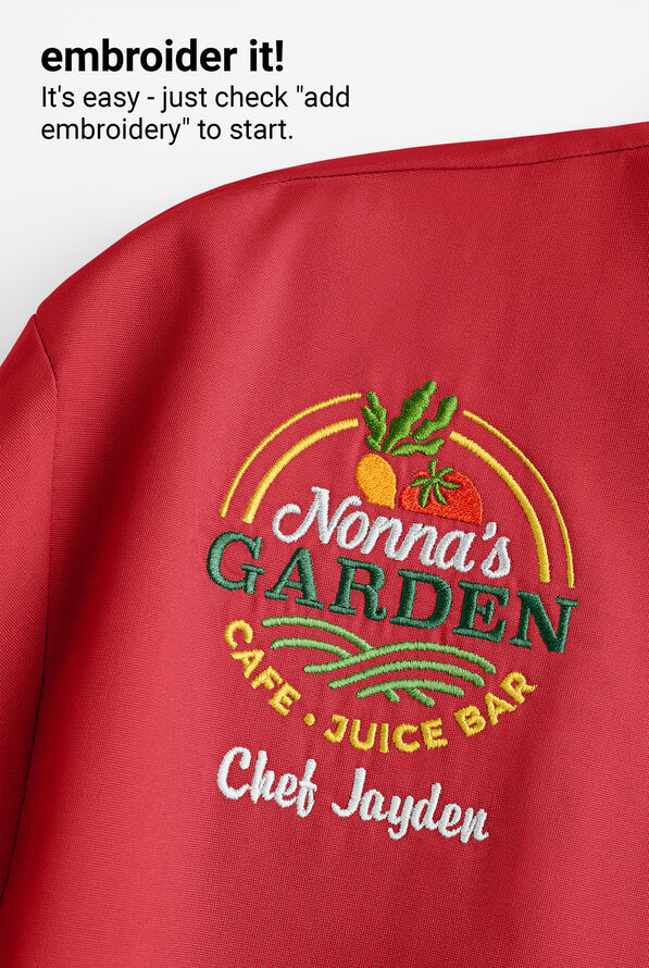 LIGHTWEIGHT Men's 2-Pocket 3/4 Sleeve w/ Plastic Buttons Chef Coat - Red/Black - 5