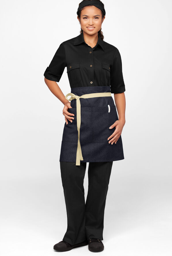 Industry Line Unisex Premium Denim Waist Apron with Removable Straps - Blue Denim - 3