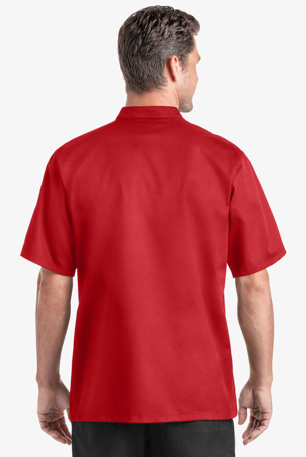 Chaqueta manga corta de chef On the Line Value con doble abotonadura reversible y 2 bolsillos para hombre - True Red - 2
