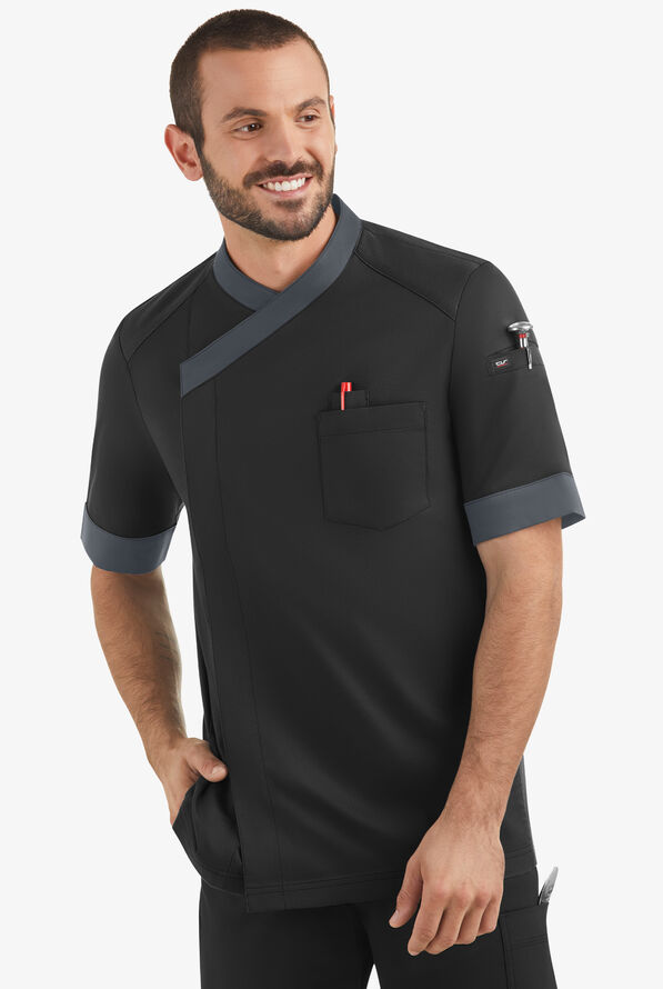 Chaqueta manga corta de gastronomía CHEF 360 STRETCH con paneles de malla y 3 bolsillos para hombre - Black/Pewter - 1