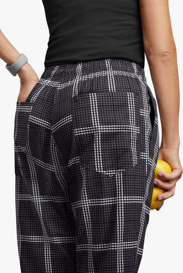 UA CHEF Houndstooth Plaid Women's 4Pocket Elastic Waistband Printed