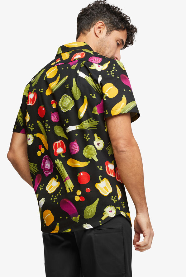 Camisa de chef estampada CHEF 360 Stretch Fresh Market con mangas cortas para hombre - null - 3