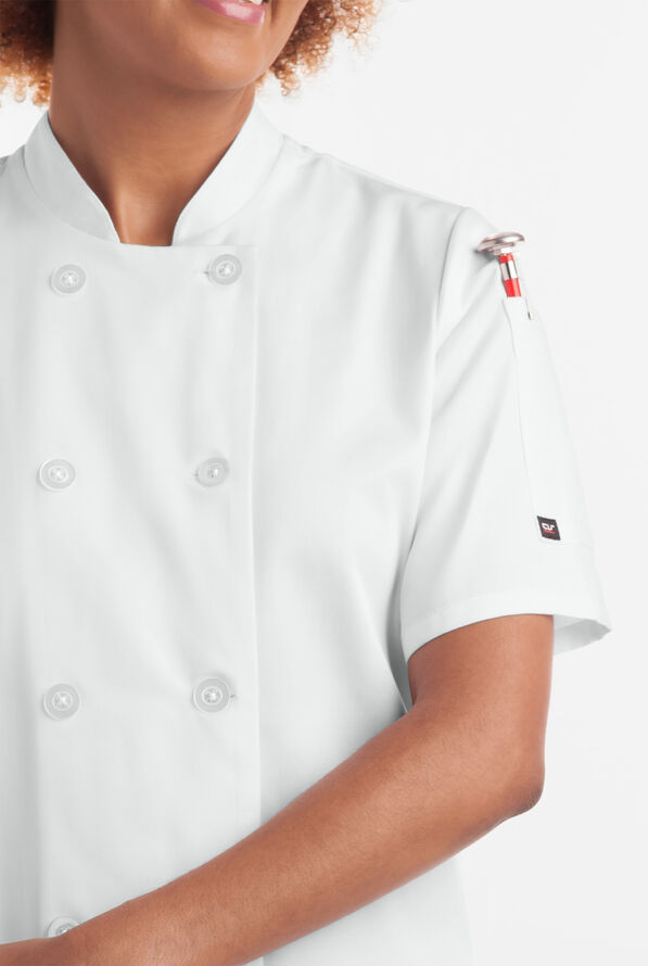 Chaqueta manga corta reversible de Chef On The Line Value con 1 bolsillo y botones de plástico para mujer - White - 2