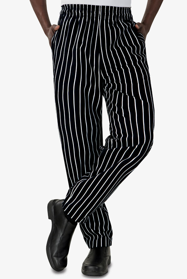 UA CHEF Baggy Printed Chef Pants Chalk Stripe Black, Chef Pants