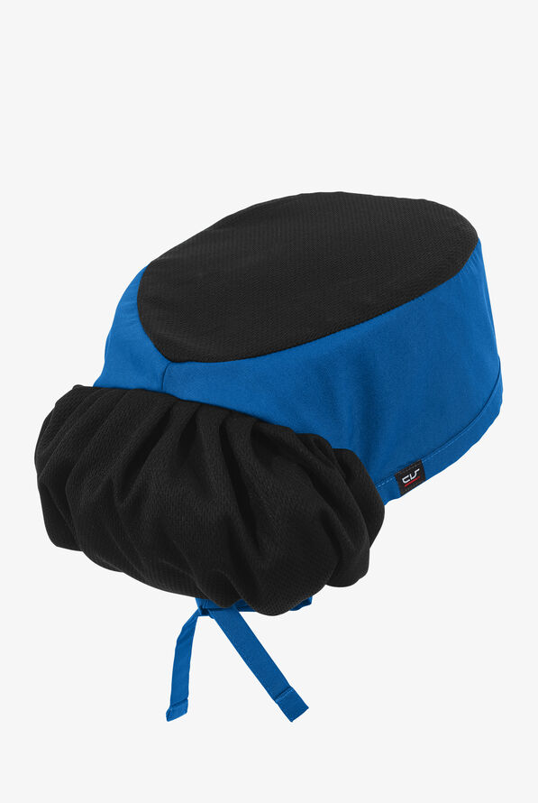 Chef Uniforms LIGHTWEIGHT Unisex Chef Skull Cap w/ Pony Tail Holder - Royal/Black - 1