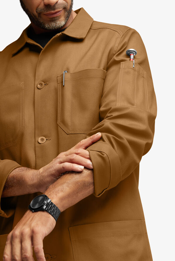 Industry Line Workwear Men's 8-Pocket 3/4-Length Long Sleeve Chef Coat - Rust - 5