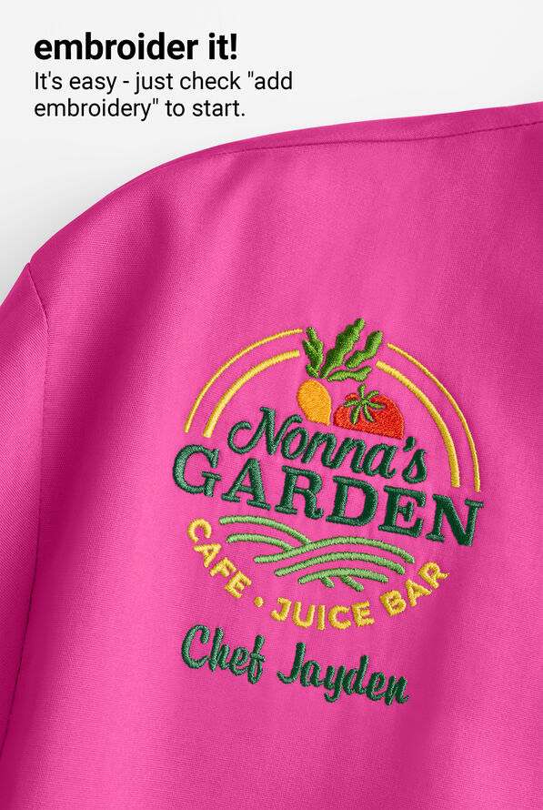 Chef Uniforms Men's Short Sleeve Knotted Cloth Buttons Chef Coat - Hot Pink - 3