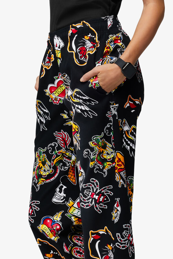 UA CHEF™ Inkaholic Black Women's 4-Pocket Printed Chef Pants - null - 2