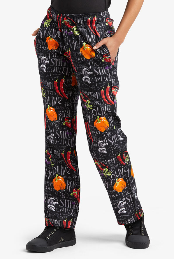 UA CHEF™ Chalkboard Women's 4-Pocket Elastic Waistband Printed Chef Pants - null - 1