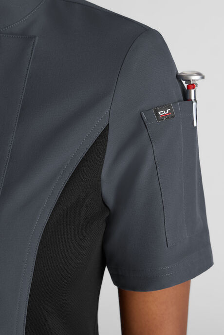 CHEF PERFORMANCE- Women's Short Sleeve with Mesh Panels STRETCH Chef Coat